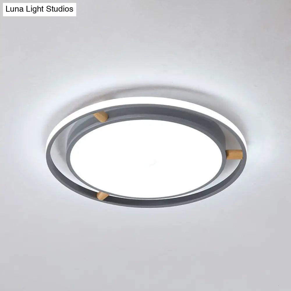 Contemporary Round Metal Bedroom Flush Mount Lighting - 16’/19.5’/23.5’ Wide Led Ceiling