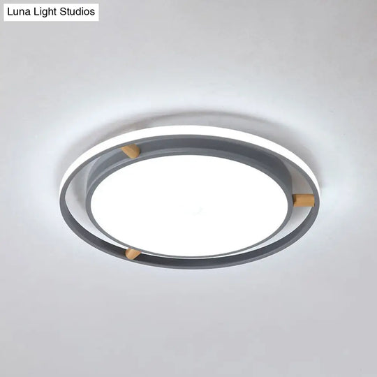 Contemporary Round Metal Bedroom Flush Mount Lighting - 16’/19.5’/23.5’ Wide Led Ceiling