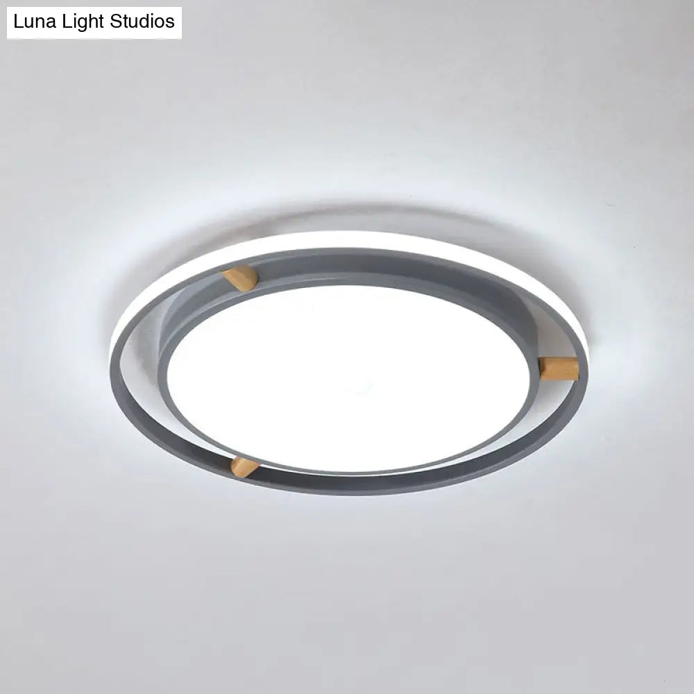 Contemporary Round Metal Bedroom Flush Mount Lighting - 16/19.5/23.5 Wide Led Ceiling Light Fixture