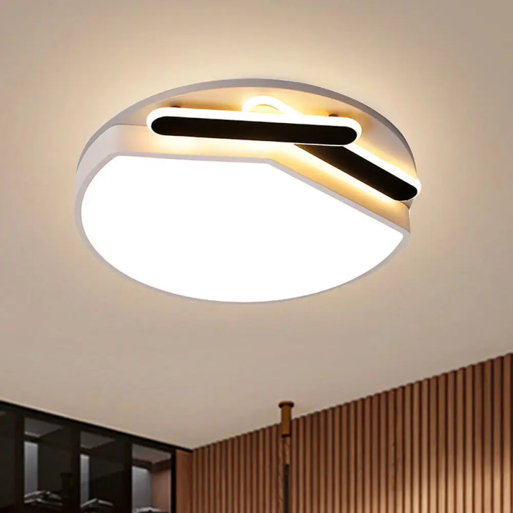 Contemporary Round Metal Ceiling Mounted Fixture: Gold/Black & White Led Light (16.5’/20.5’) -