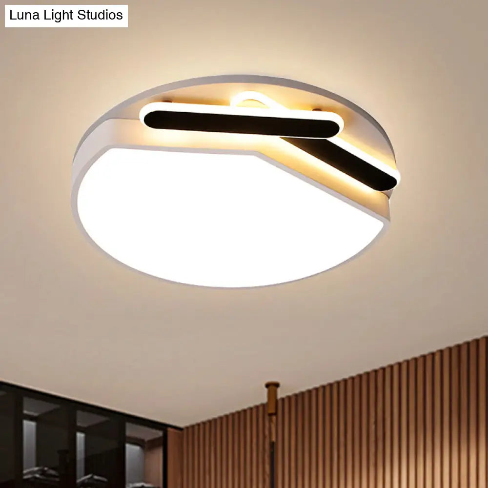 Contemporary Round Metal Ceiling Mounted Fixture: Gold/Black & White Led Light (16.5/20.5) -