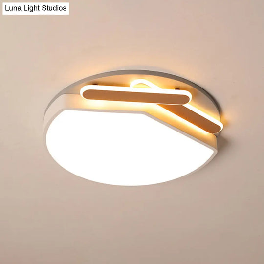 Contemporary Round Metal Ceiling Mounted Fixture: Gold/Black & White Led Light (16.5/20.5) -