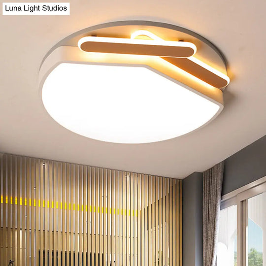 Contemporary Round Metal Ceiling Mounted Fixture: Gold/Black & White Led Light (16.5/20.5) -