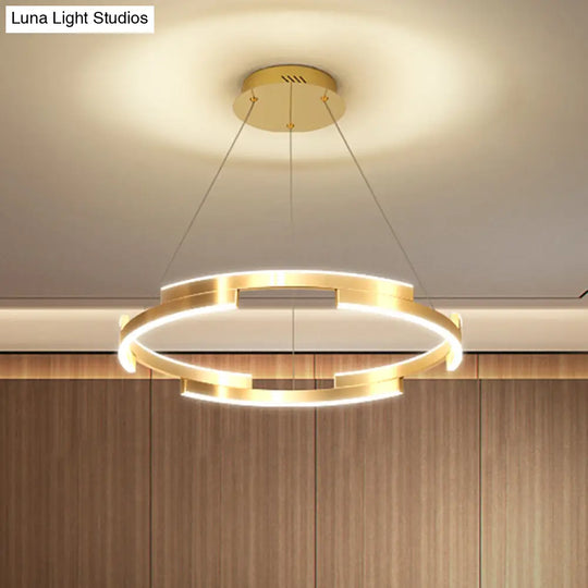 Contemporary Round Metal Chandelier - 1/2/3 Lights Gold Led White/Warm Lighting