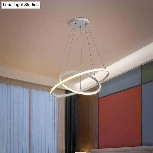 2/3 Tiered Pendant Led Chandelier For Modern Dining Rooms In White/Coffee Acrylic