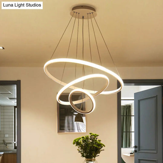 2/3 Tiered Pendant Led Chandelier For Modern Dining Rooms In White/Coffee Acrylic