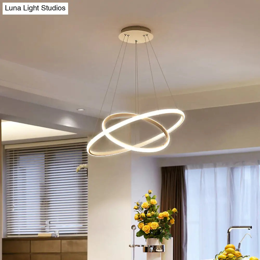 2/3 Tiered Pendant Led Chandelier For Modern Dining Rooms In White/Coffee Acrylic White / 2 Tiers