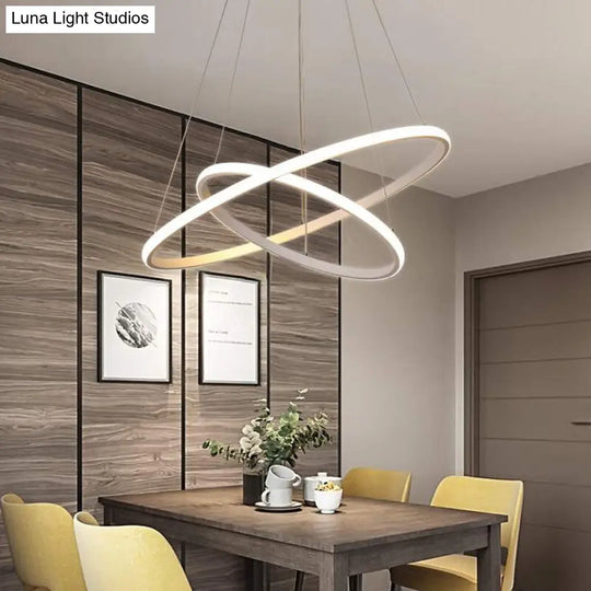 2/3 Tiered Pendant Led Chandelier For Modern Dining Rooms In White/Coffee Acrylic