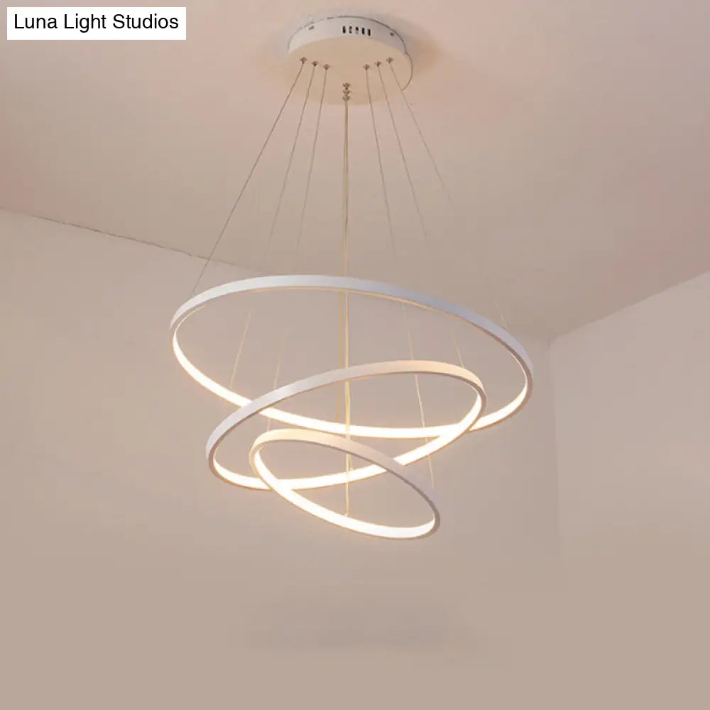 2/3 Tiered Pendant Led Chandelier For Modern Dining Rooms In White/Coffee Acrylic