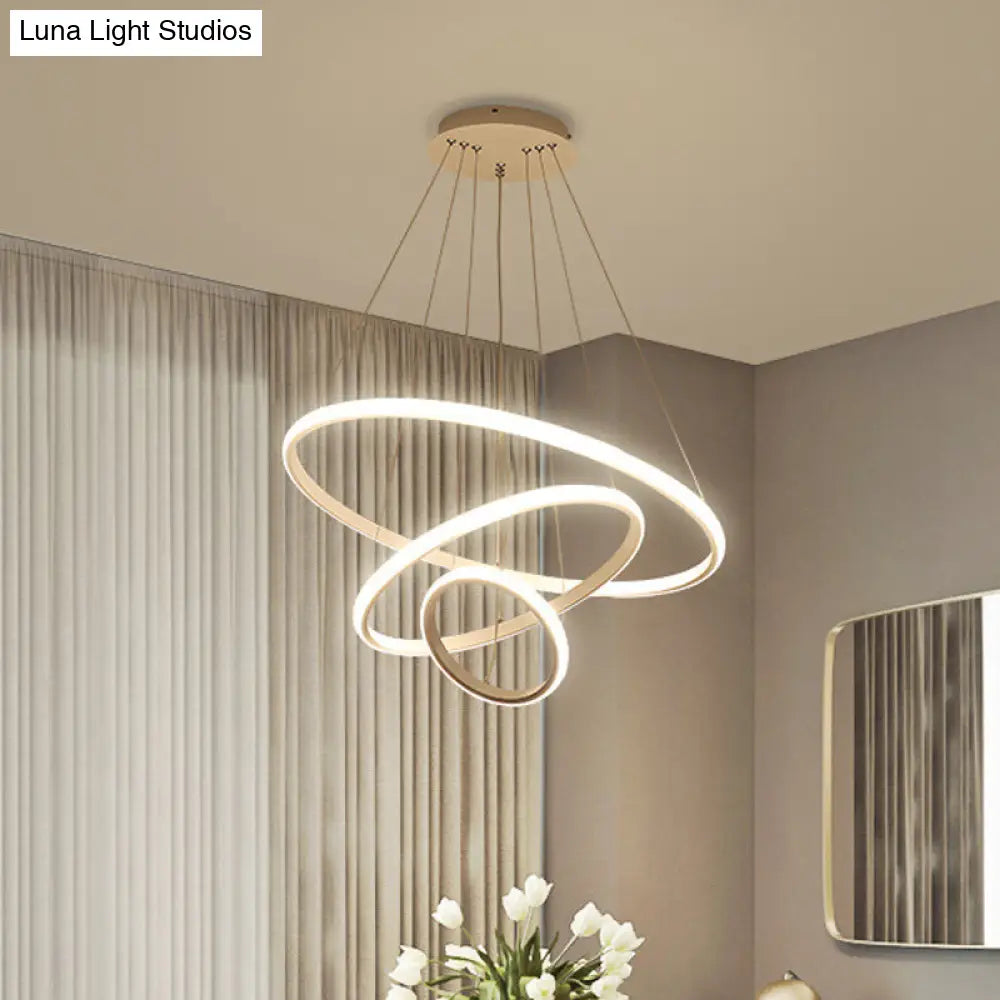 2/3 Tiered Pendant Led Chandelier For Modern Dining Rooms In White/Coffee Acrylic White / 3 Tiers