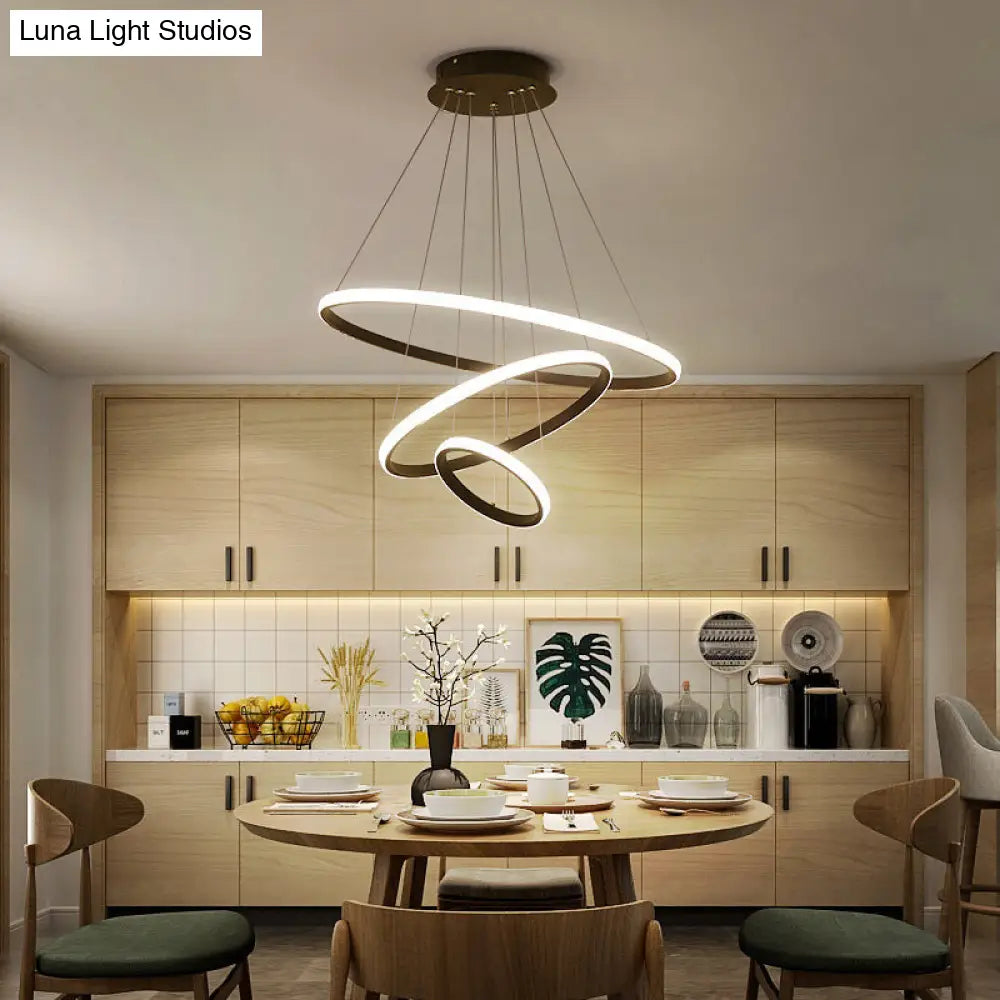 2/3 Tiered Pendant Led Chandelier For Modern Dining Rooms In White/Coffee Acrylic Coffee / 3 Tiers