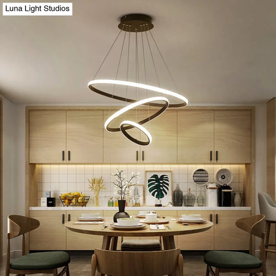 2/3 Tiered Pendant Led Chandelier For Modern Dining Rooms In White/Coffee Acrylic Coffee / 3 Tiers