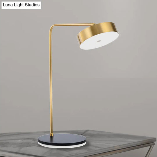 Contemporary Round Shade Desk Lamp - Metallic 1-Light Black/Gold Lighting For Bedroom