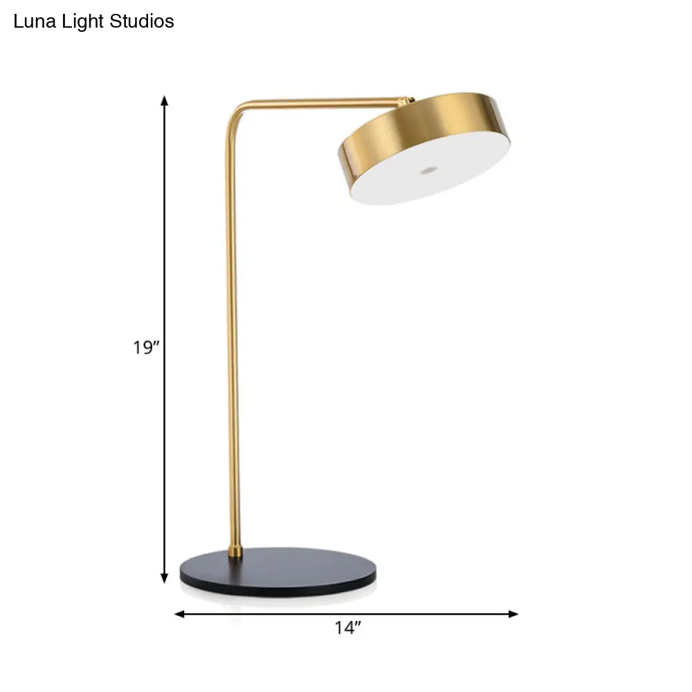 Contemporary Round Shade Desk Lamp - Metallic 1-Light Black/Gold Lighting For Bedroom