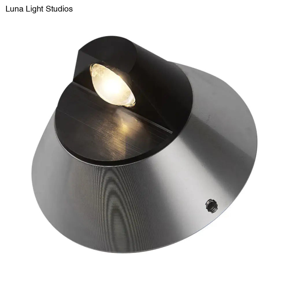 Contemporary Round Wall Light In Black - Aluminum Warm/White 1-Light Corridor Sconce Fixture