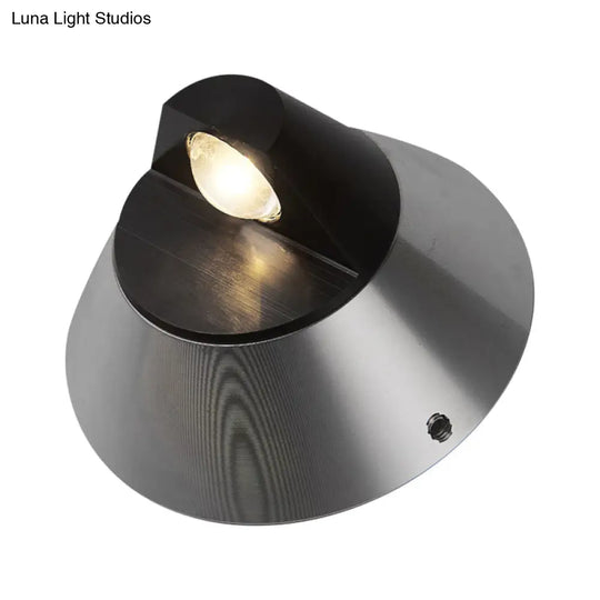 Contemporary Round Wall Light In Black - Aluminum Warm/White 1-Light Corridor Sconce Fixture