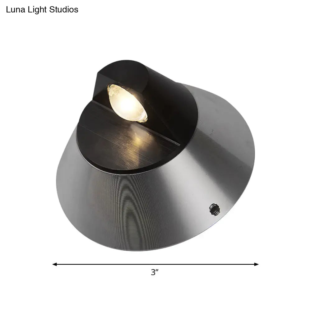 Contemporary Round Wall Light In Black - Aluminum Warm/White 1-Light Corridor Sconce Fixture