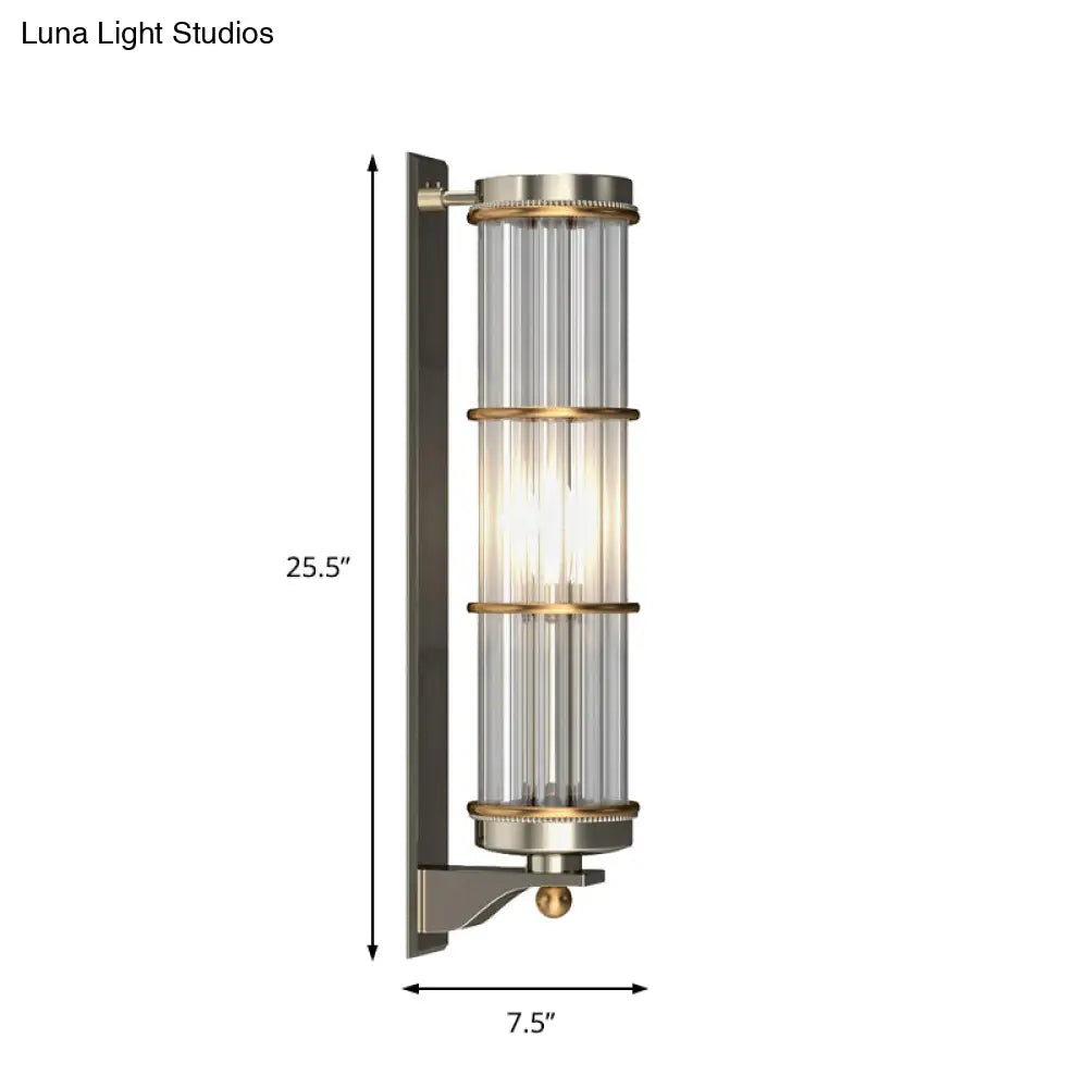 Contemporary Satin Nickel Wall Sconce With Crystal Pipe - Stylish Lighting For Living Room