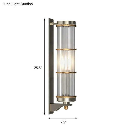 Contemporary Satin Nickel Wall Sconce With Crystal Pipe - Stylish Lighting For Living Room