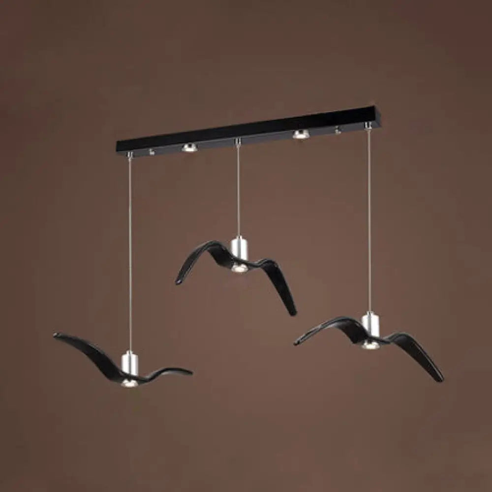 Contemporary Seagull Ceiling Light Fixture - Sleek Metal Pendant Lighting 3 / Black White