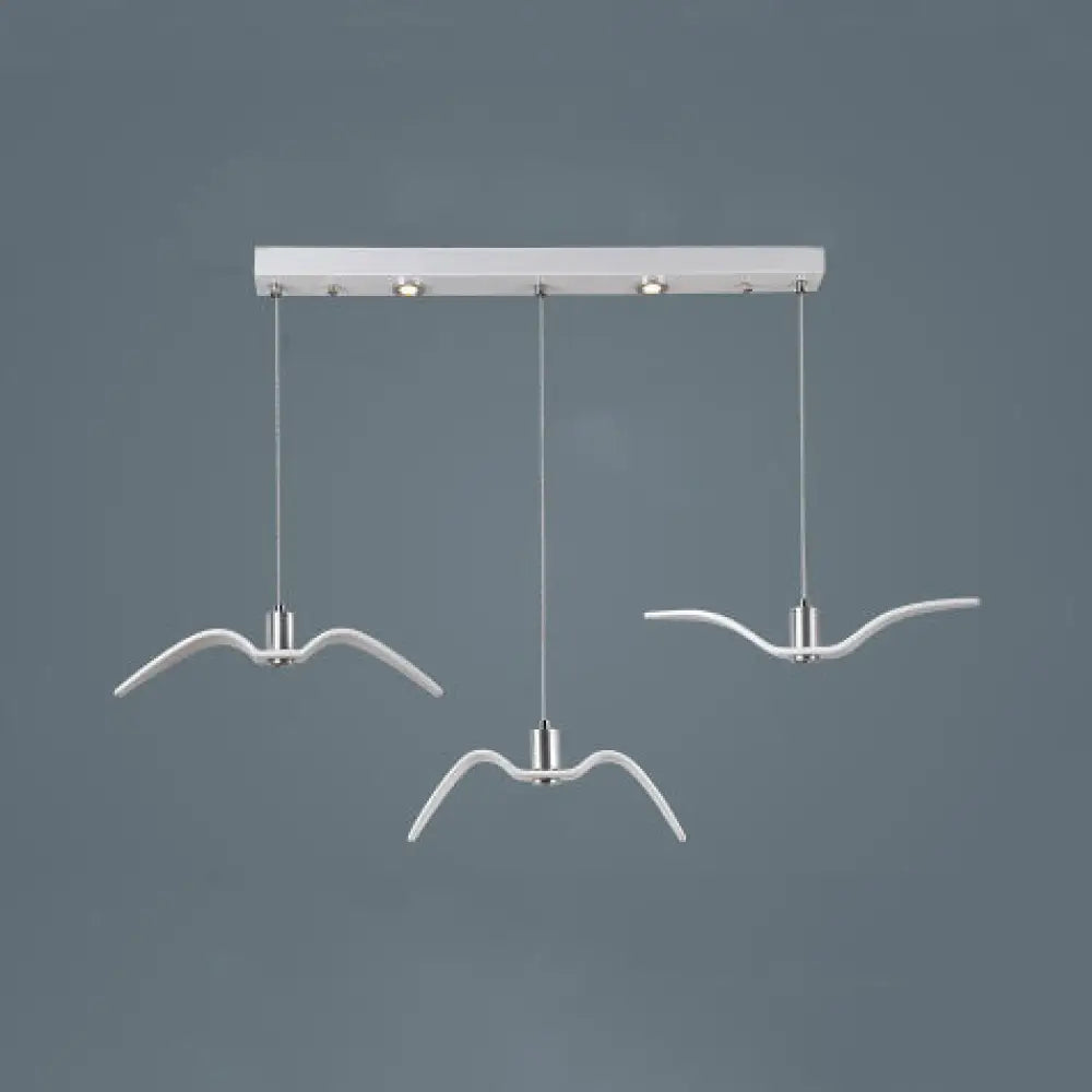 Contemporary Seagull Ceiling Light Fixture - Sleek Metal Pendant Lighting 3 / White