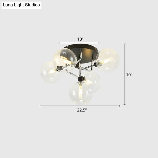 Contemporary Semi Flush Bubble Glass Ceiling Light For Living Room 5 / Chrome Clear