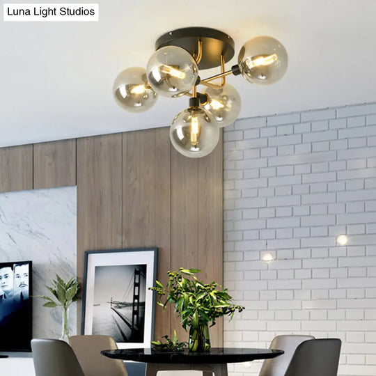 Contemporary Semi Flush Bubble Glass Ceiling Light For Living Room 5 / Gold Cognac