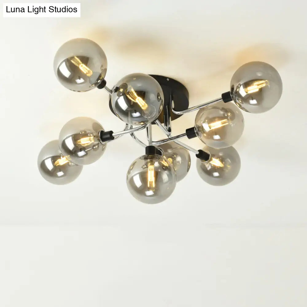 Contemporary Semi Flush Bubble Glass Ceiling Light For Living Room 9 / Chrome Smoke Grey