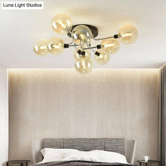 Contemporary Semi Flush Bubble Glass Ceiling Light For Living Room 9 / Chrome Cognac