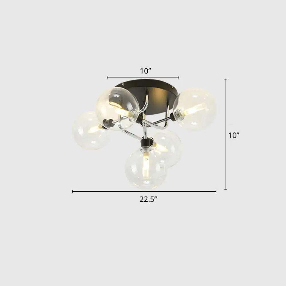 Contemporary Semi Flush Bubble Glass Ceiling Light For Living Room 5 / Chrome Clear