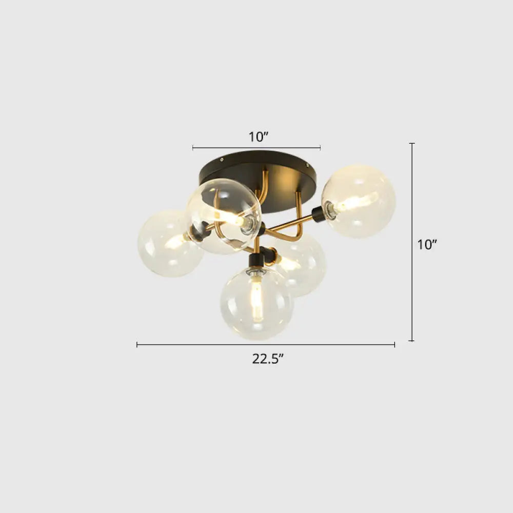 Contemporary Semi Flush Bubble Glass Ceiling Light For Living Room 5 / Gold Clear