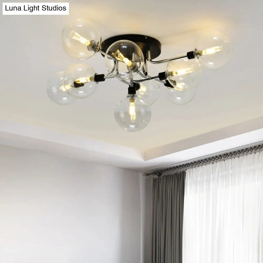 Contemporary Semi Flush Bubble Glass Ceiling Light For Living Room 9 / Chrome Clear