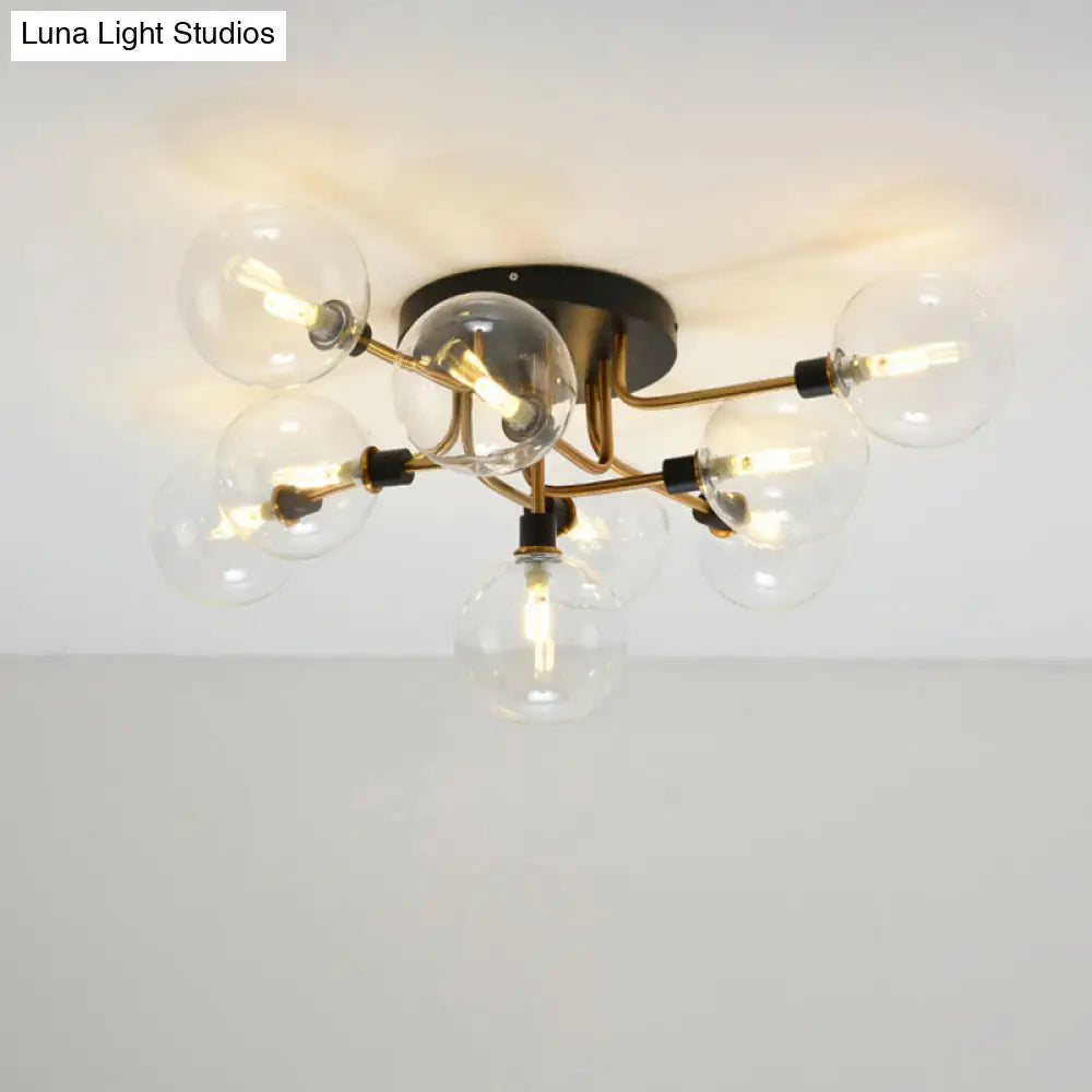 Contemporary Semi Flush Bubble Glass Ceiling Light For Living Room 9 / Gold Clear