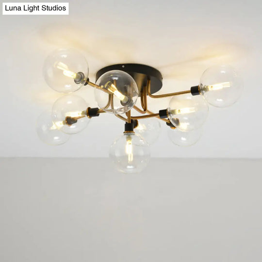 Contemporary Semi Flush Bubble Glass Ceiling Light For Living Room 9 / Gold Clear