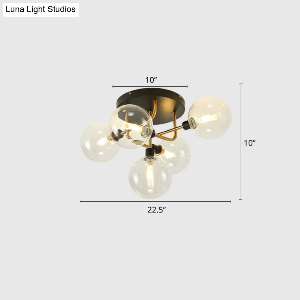Contemporary Semi Flush Bubble Glass Ceiling Light For Living Room 5 / Gold Clear