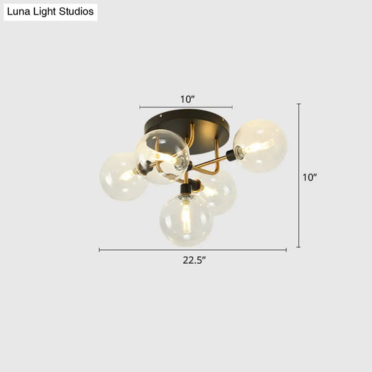 Contemporary Semi Flush Bubble Glass Ceiling Light For Living Room 5 / Gold Clear