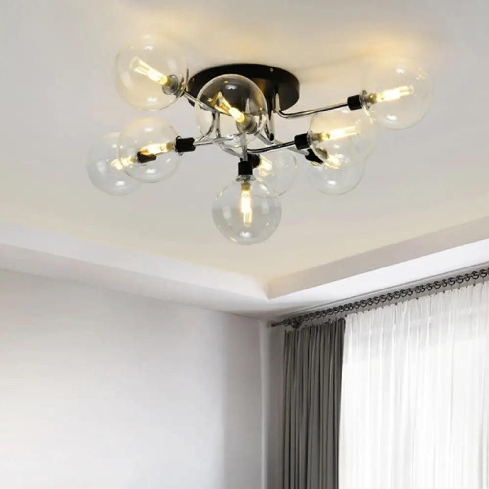 Contemporary Semi Flush Bubble Glass Ceiling Light For Living Room 9 / Chrome Clear