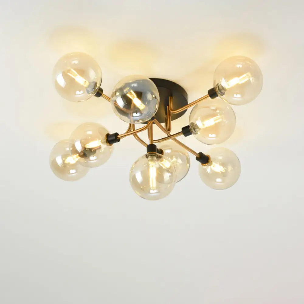 Contemporary Semi Flush Bubble Glass Ceiling Light For Living Room 9 / Gold Cognac