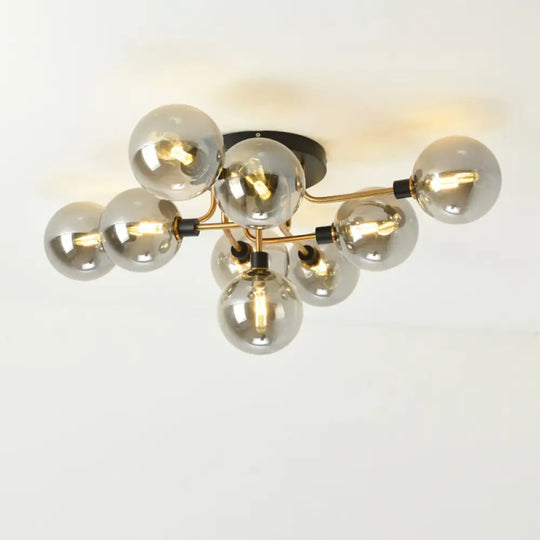 Contemporary Semi Flush Bubble Glass Ceiling Light For Living Room 9 / Gold Smoke Grey