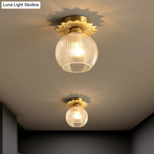 Contemporary Semi Flush Ceiling Light With Prism Glass - Ideal For Hallways