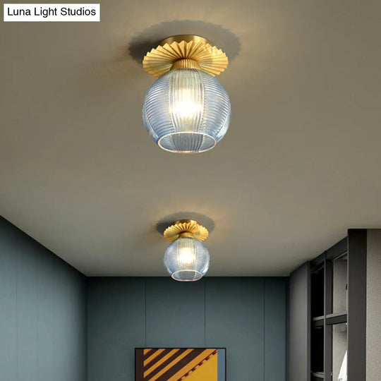 Contemporary Semi Flush Ceiling Light With Prism Glass - Ideal For Hallways