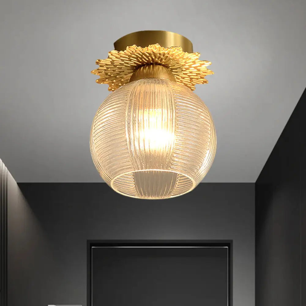 Contemporary Semi Flush Ceiling Light With Prism Glass - Ideal For Hallways Clear