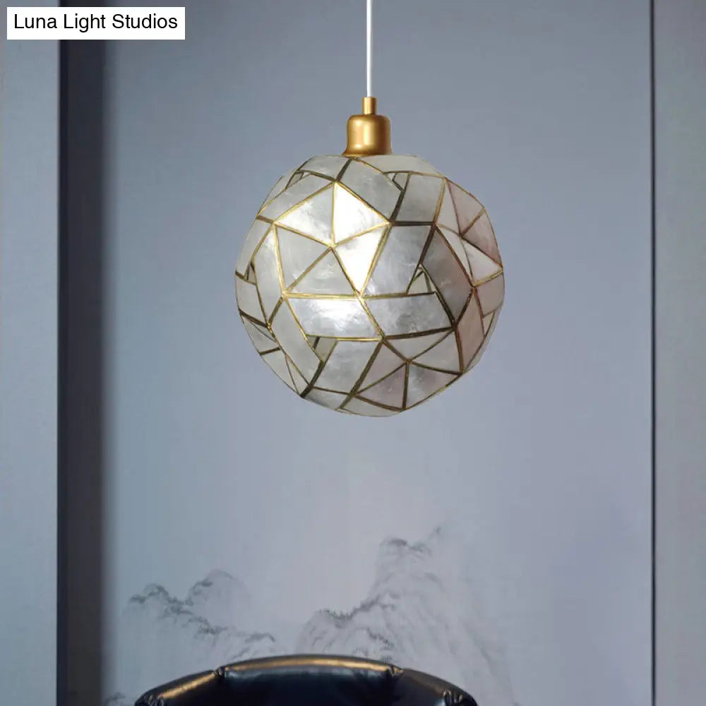 Contemporary Silver Shell Pendant Lamp For Dining Room - Sldined Globe Suspension Light