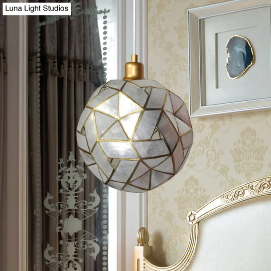 Contemporary Silver Shell Pendant Lamp For Dining Room - Sldined Globe Suspension Light