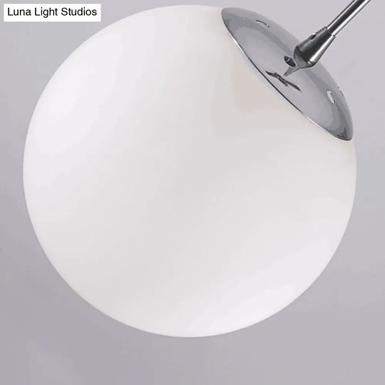 Contemporary Silver Ceiling Pendant Light Fixture With Opal Glass For Living Room Décor