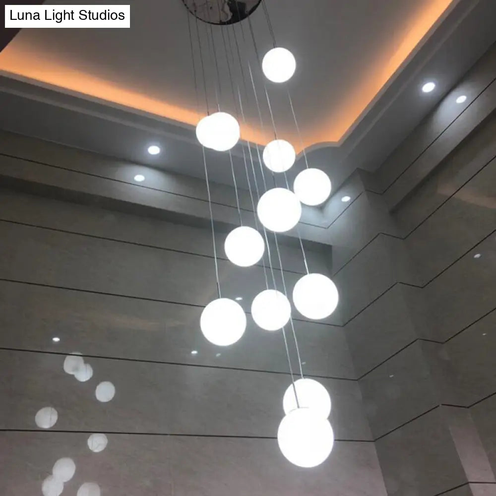 Contemporary Opal Glass Pendant Ceiling Light In Silver For Sphere Living Room 12 /