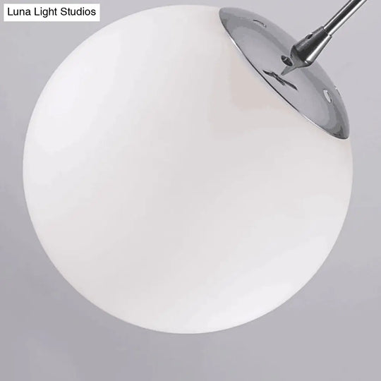 Contemporary Opal Glass Pendant Ceiling Light In Silver For Sphere Living Room