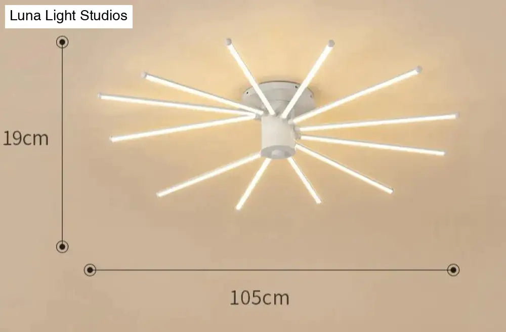 Contemporary Simple Creative Living Room Led Revolving Fireworks Ceiling White 12 Warm Light