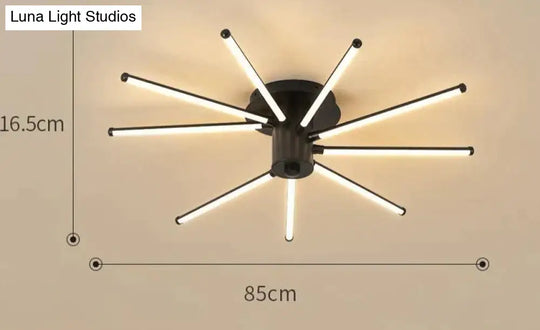 Contemporary Simple Creative Living Room Led Revolving Fireworks Ceiling Black 9 Warm Light