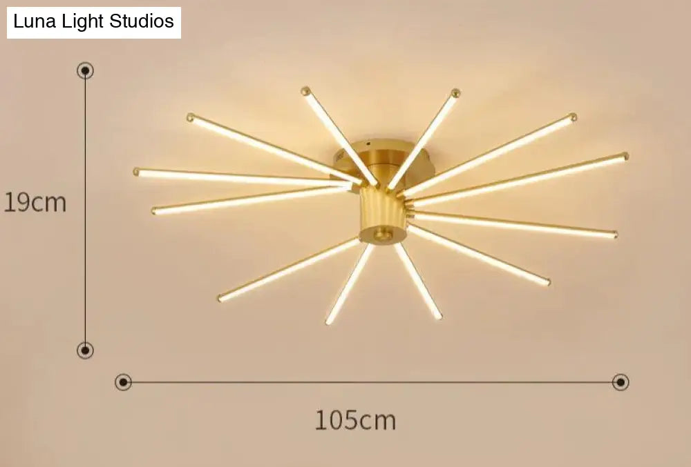 Contemporary Simple Creative Living Room Led Revolving Fireworks Ceiling Gold 12 Stepless
